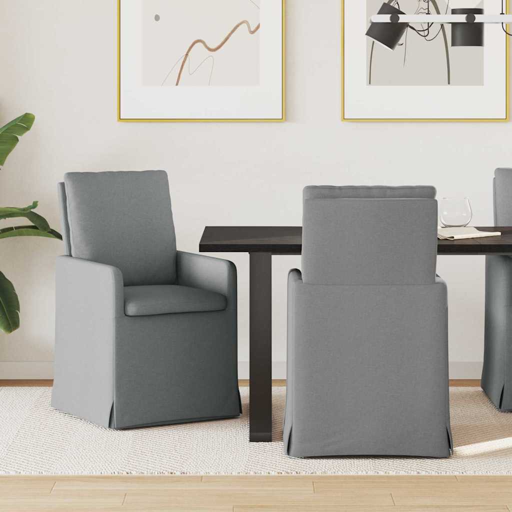 Matstolar 2 st tyg Ljusgrå 57 x 67 x 98 cm