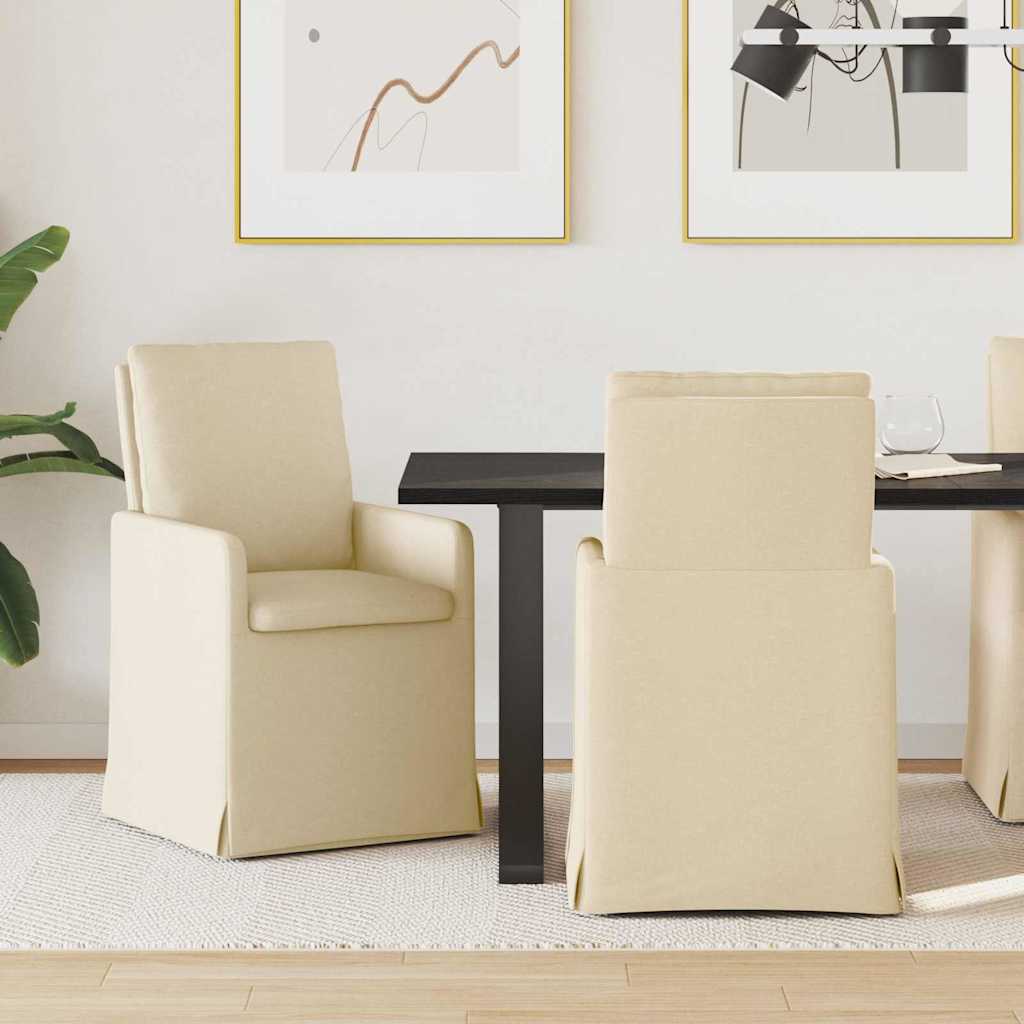 Matstolar 2 st tyg Kräm 57 x 67 x 98 cm