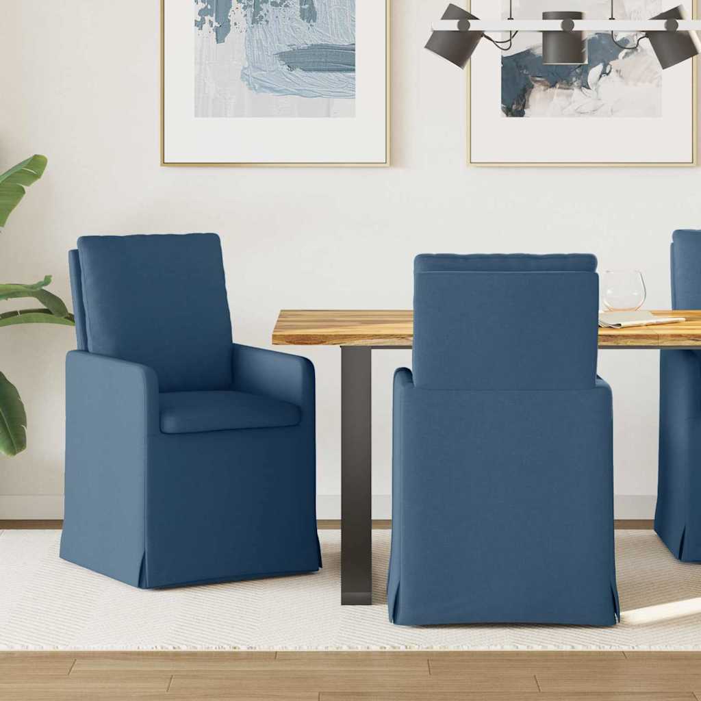 Matstolar 2 st tyg Blå 57 x 67 x 98 cm