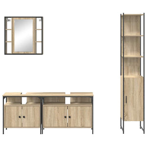 Badrumsmöbelset med hylla 4 pcs Sonoma-ek Konstruerat trä