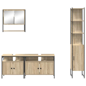 Badrumsmöbelset med hylla 4 pcs Sonoma-ek Konstruerat trä