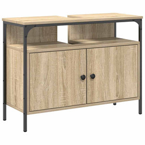 Badrumsmöbelset med hylla 4 pcs Sonoma-ek Konstruerat trä