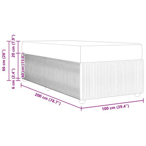 Sängram med madrass Svart 100 x 200 cm tyg