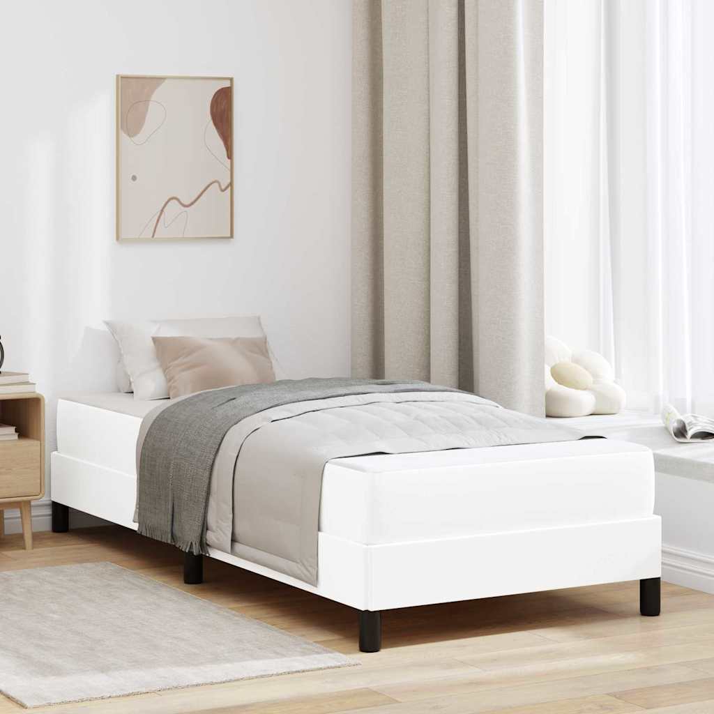 Sängram med madrass Ren Vit 80 x 200 cm tyg