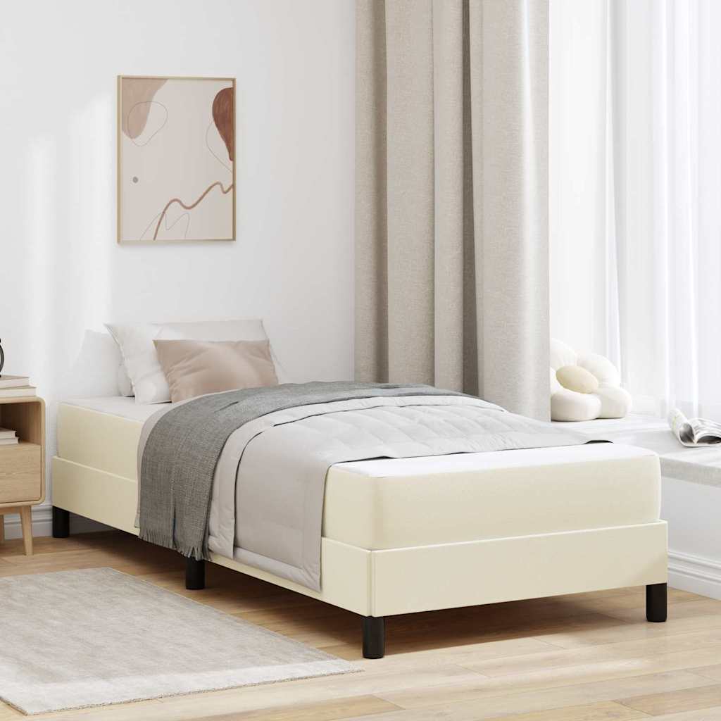Sängram med madrass Kräm 80 x 200 cm tyg