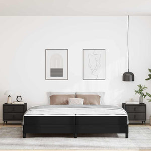 Sängram med madrass Svart 200 x 200 cm tyg