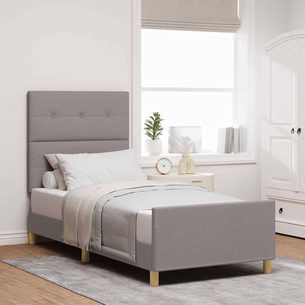Sängram med huvudgavel Taupe 90 x 190 cm tyg