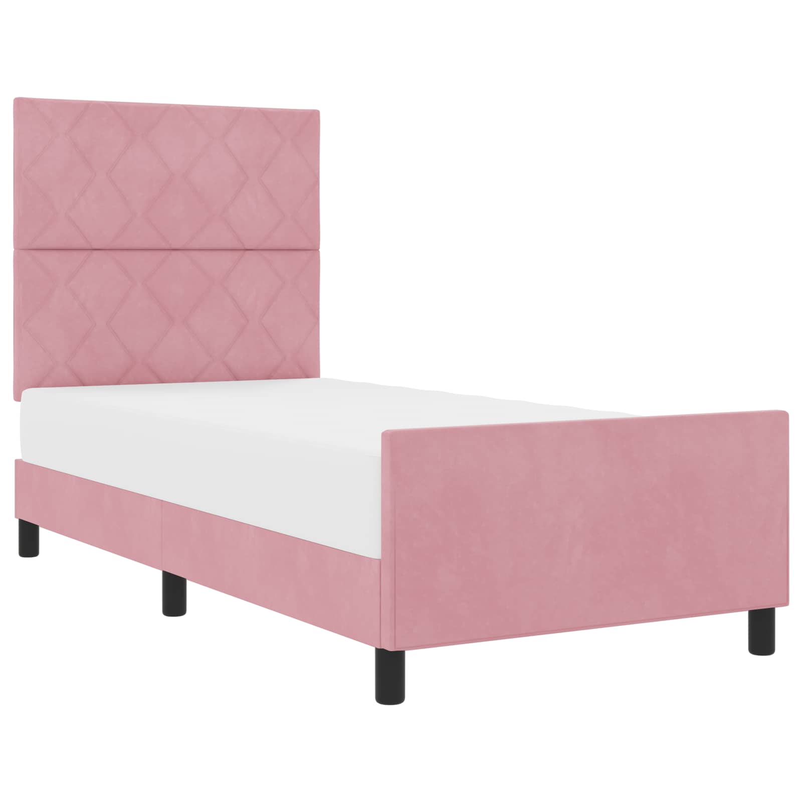 Bäddfjäder med huvudgavel Rosa 90 x 190 cm Sammet
