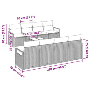 Trädgårdsoffset med kudde 9 pcs Brun och Kräm konstrotting
