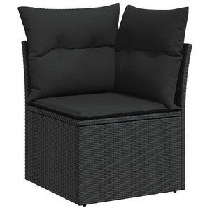Trädgårdsoffset 6 pcs Svart Poly Rattan och Pulverlackerad Stål