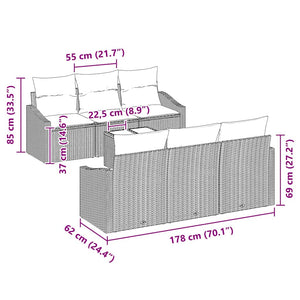 Soffset med kudde 7 pcs Ljusgrå och mörkgrå konstrotting