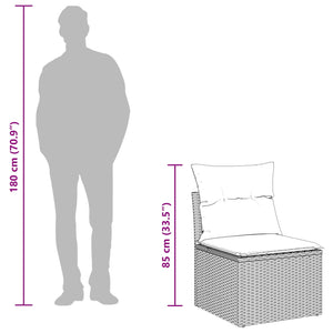 Trädgårdsoffset med kudde 9 pcs Beige och Ljusgrå konstrotting