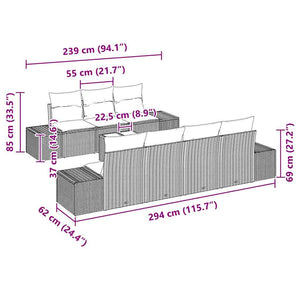 Trädgårdsoffset med kudde 8 pcs Svart och kräm konstrotting