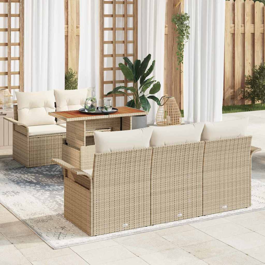 Trädgårdsoffset 6 st Beige Poly rattan