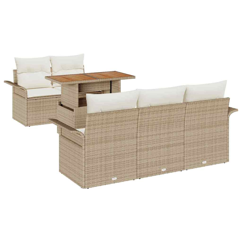 Trädgårdsoffset 6 st Beige Poly rattan