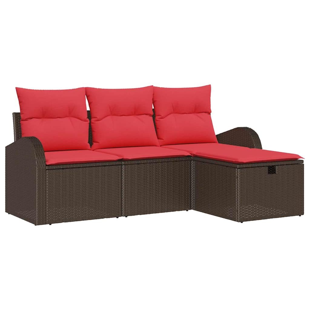 Soffset 4 st 4-Antal sittplatser Brun och Röd konstrotting