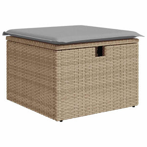 Trädgårdsoffset med kudde 7 pcs Beige Poly rattan