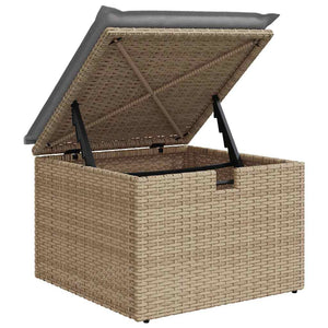Trädgårdsoffset med kudde 7 pcs Beige Poly rattan