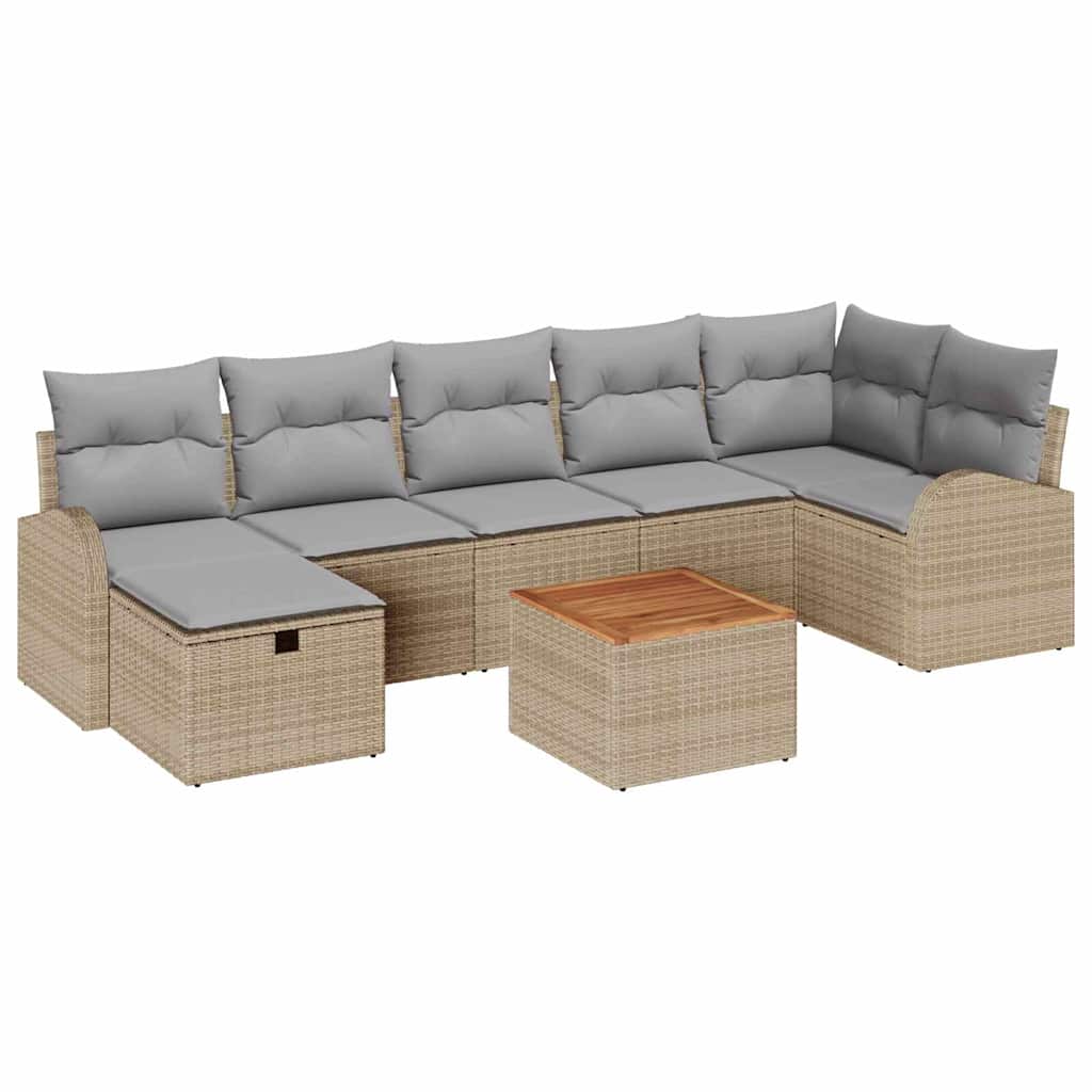 Trädgårdsoffset 8 st Beige Poly rattan