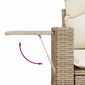 Trädgårdsoffset med lagring 11 pcs Beige Poly rattan