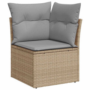 Trädgårdsoffset med lagring 12 pcs Beige Poly rattan