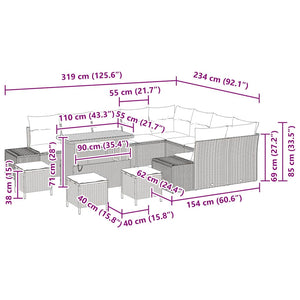 Trädgårdsoffset med lagring 13 pcs Svart Poly rattan