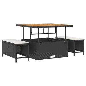 Trädgårdsoffset med kudde 11 pcs Svart och gräddvit