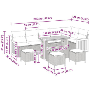 Trädgårdsoffset 10 pcs Grå Poly Rattan och Pulverlackerad Stål