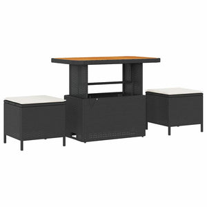 Trädgårdsoffset med lagring 11 pcs Svart Poly rattan