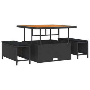 Trädgårdsoffset med kudde med lagring med kudde 8 pcs Svart