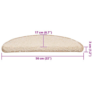 Trappmattor 30 st 56x17x3 cm krämfärgade halvrunda