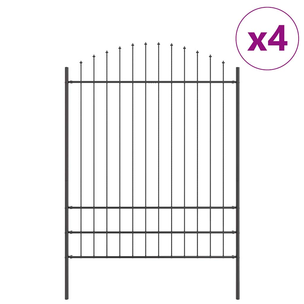 Trädgårdsstängsel 4 pcs Grå 170 x 225 cm Pulverlackerat stål