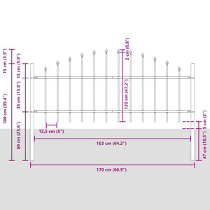Trädgårdsstängsel 3 pcs Vit 170 x 140 cm Pulverlackerat stål