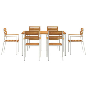 Trädgårdsmöbelset 7 pcs Brun Massivt Akaciaträ