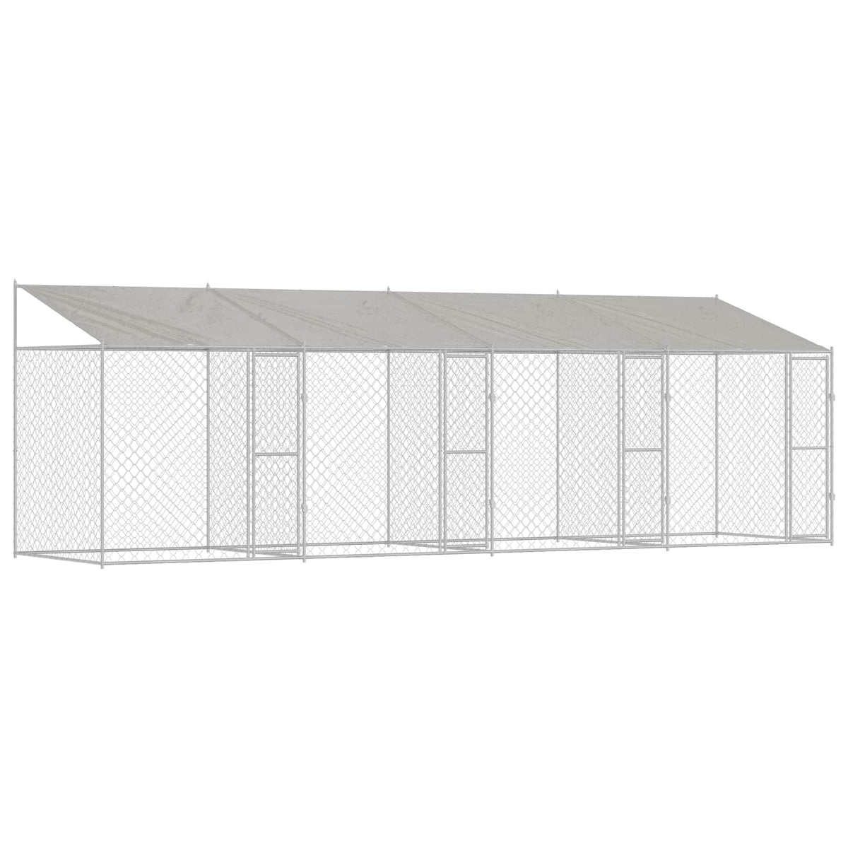 Hundbur med tak Silver 800 x 200 x 256 cm Stål och PE