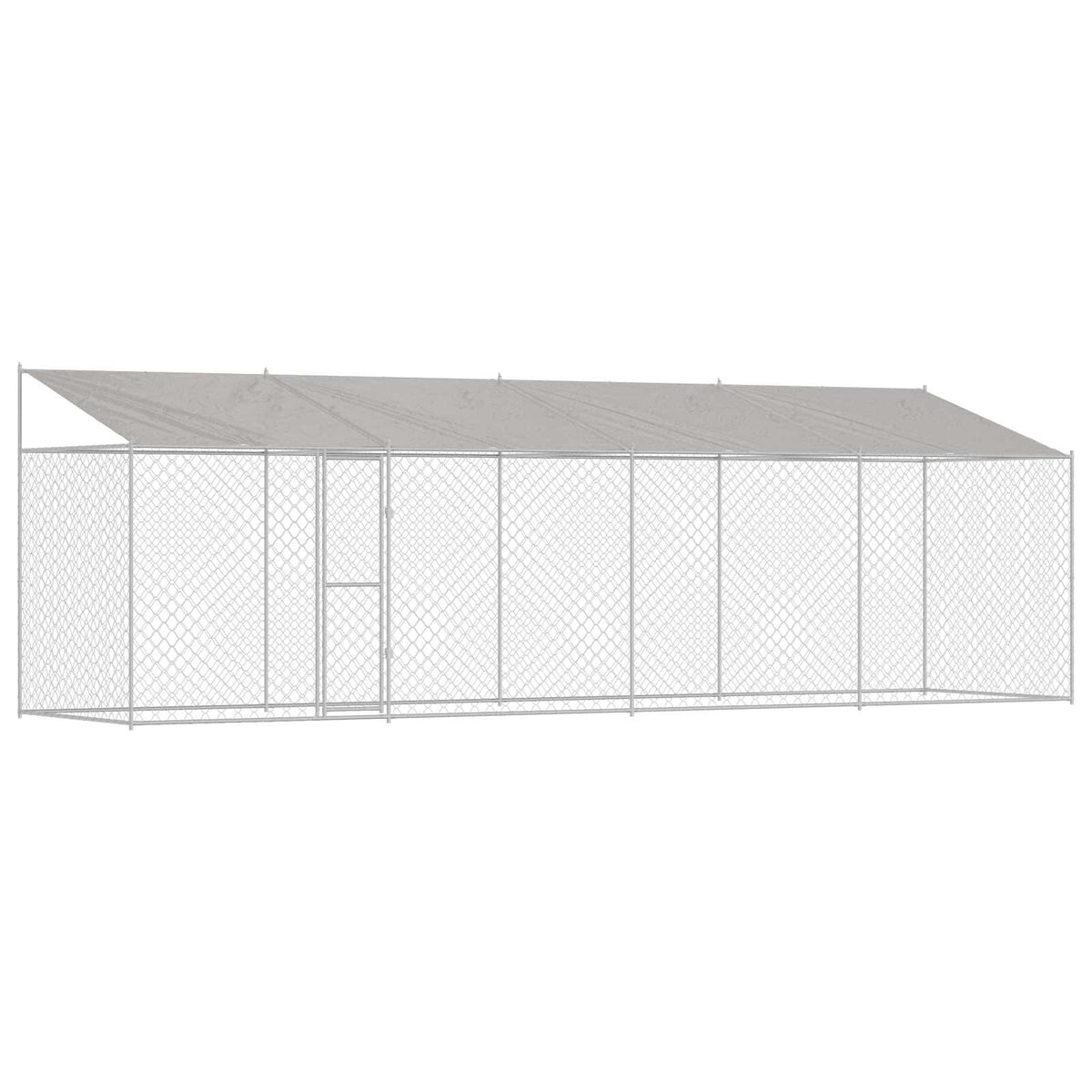 Hundbur med tak Silver 800 x 200 x 256 cm Stål och PE