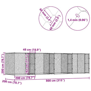 Hundbur 4 pcs Silver 800 x 200 x 200 cm Stål och PE