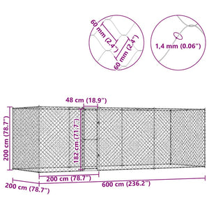 Hundbur 3 pcs Silver 600 x 200 x 200 cm Stål och PE
