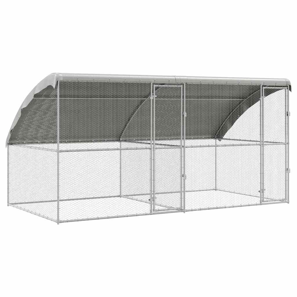 Hönshus 2 st Silver 400 x 200 x 200 cm Galvaniserat stål