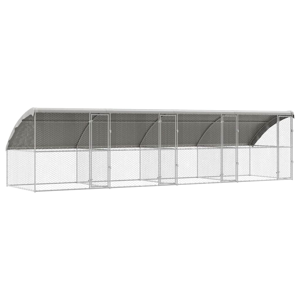 Hundbur 4 st Silver 8 x 2 x 2 m Galvaniserat stål