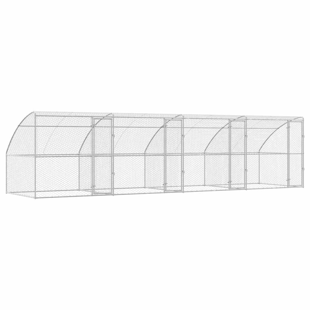 Hundbur 4 st Silver 8 x 2 x 2 m Galvaniserat stål