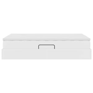 Förvaringssäng med madrass Vit 120 x 200 cm Konstläder