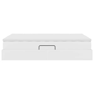 Förvaringssäng med madrass Vit 140 x 190 cm Konstläder