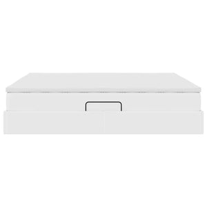 Förvaringssäng med madrass Vit 160 x 200 cm Konstläder