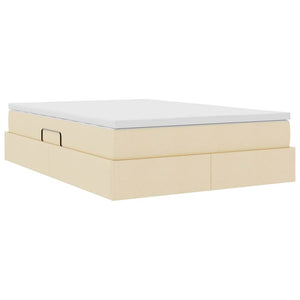 Förvaringssäng med madrass Kräm 140 x 200 cm Polyester