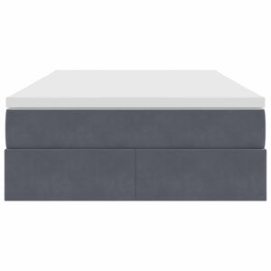 Förvaringssäng med madrass Mörkgrå 120 x 190 cm Sammet