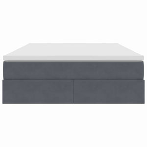 Förvaringssäng med madrass Mörkgrå 140 x 190 cm Sammet