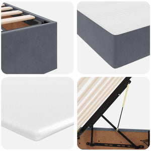 Förvaringssäng med madrass Mörkgrå 160 x 200 cm Sammet