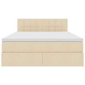 Förvaringssäng med madrass Kräm 140 x 200 cm Konstruerat trä