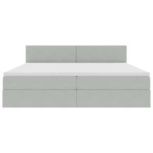 Förvaringssäng med madrass Ljusgrå 200 x 200 cm Sammet